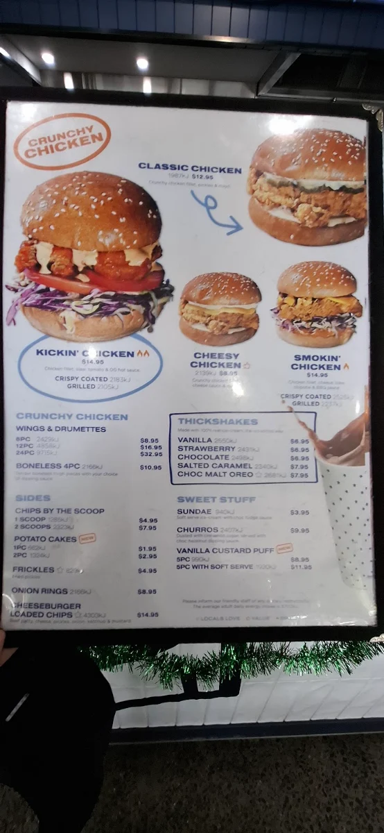 Menu, Pattysmiths Bundoora