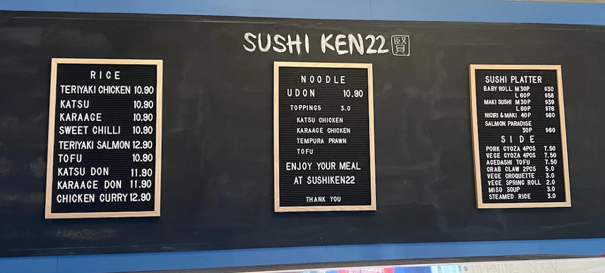 Menu, Sushiken22