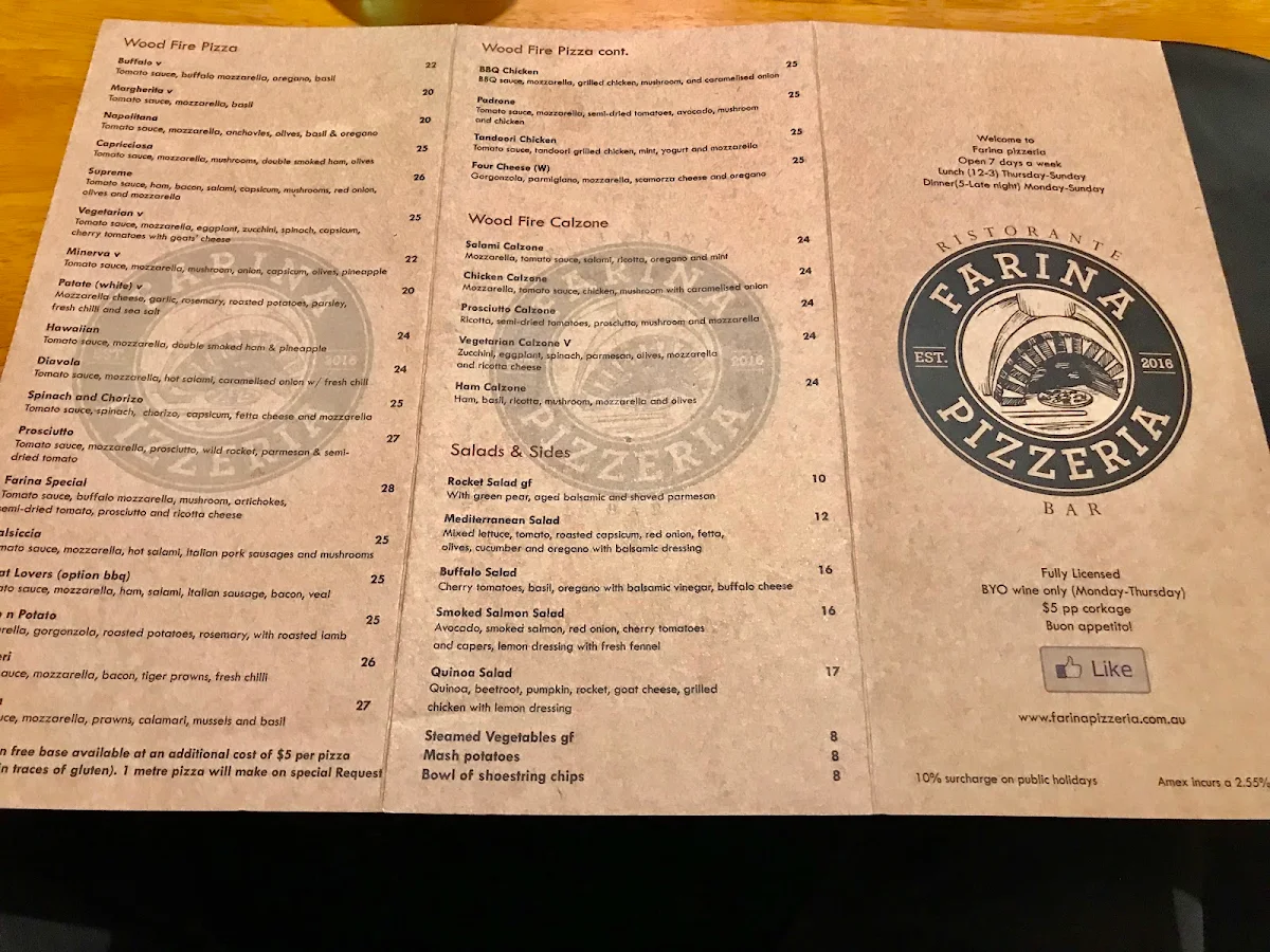 Menu, Farinas Turramurra
