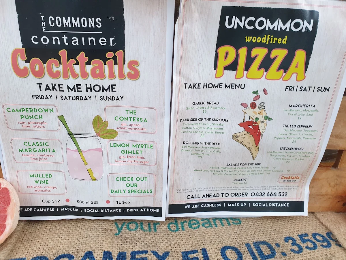Menu, Camperdown Commons