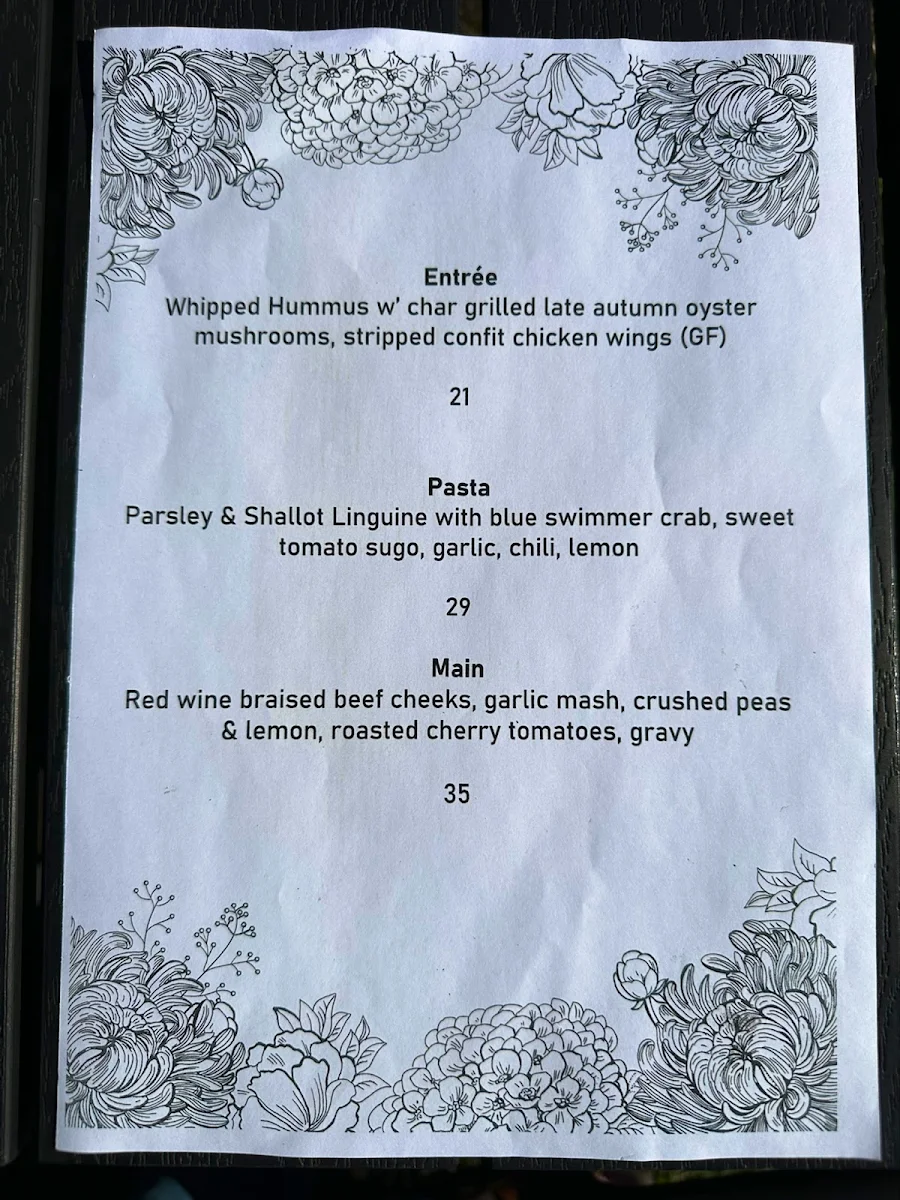 Menu, Camperdown Commons