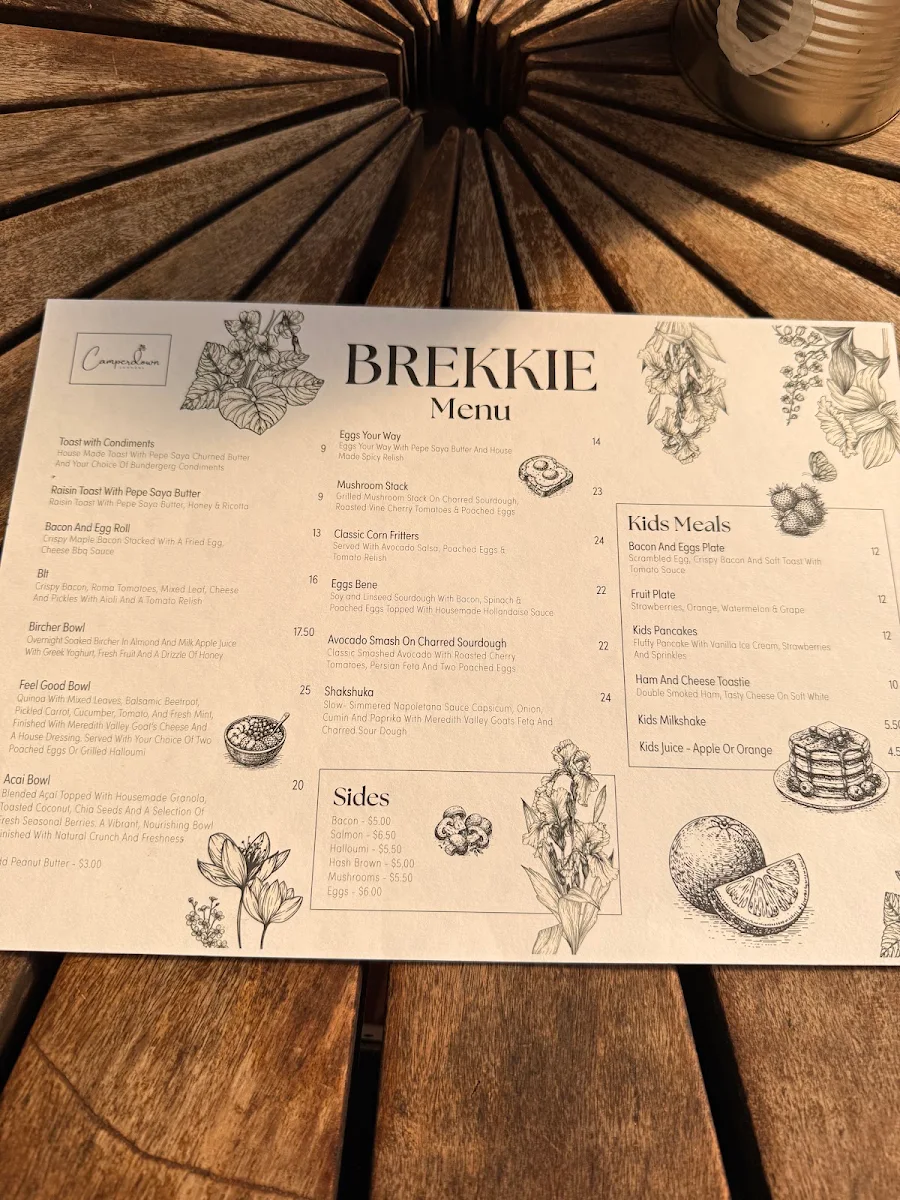 Menu, Camperdown Commons