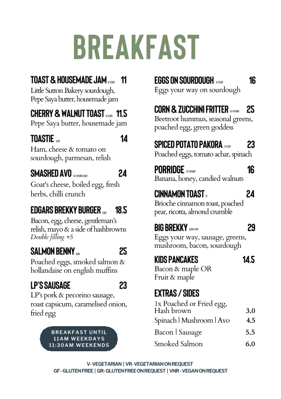 Menu, Edgar's