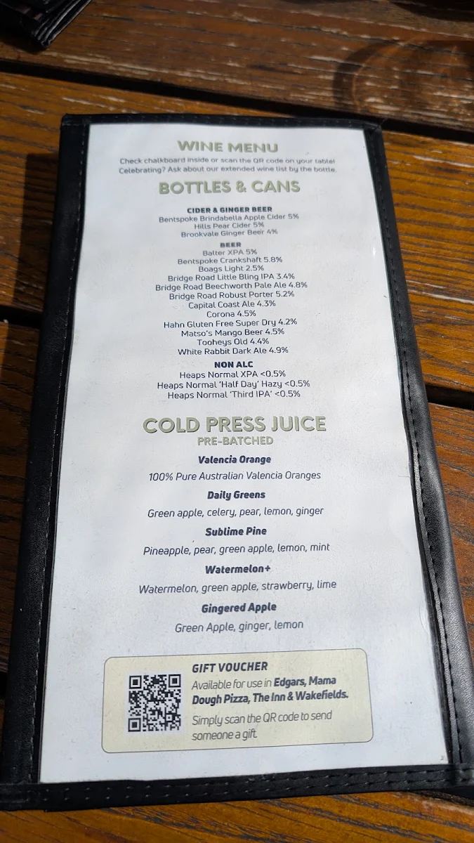 Menu, Edgar's