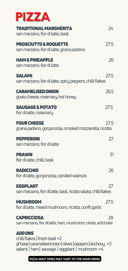 Menu, Edgar's