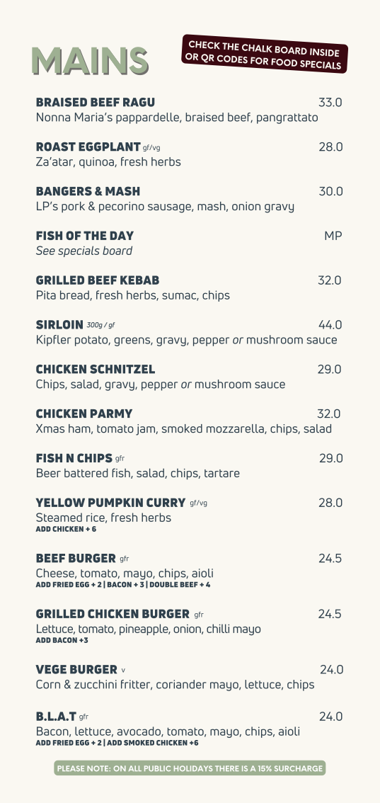 Menu, Edgar's