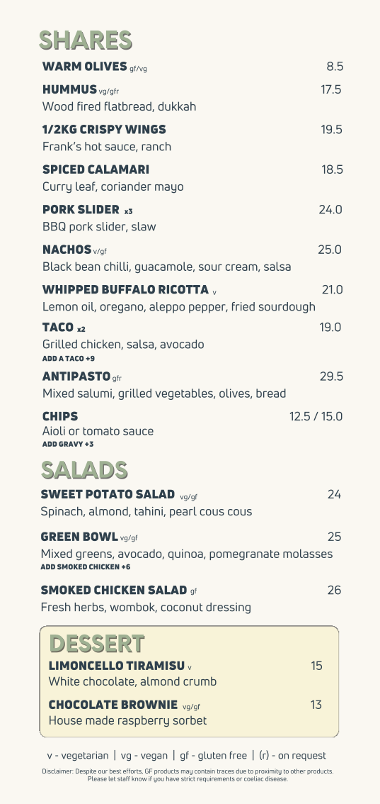 Menu, Edgar's