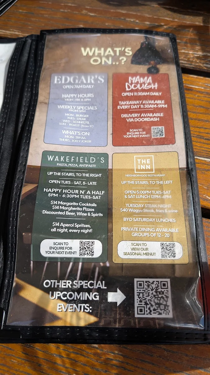 Menu, Edgar's