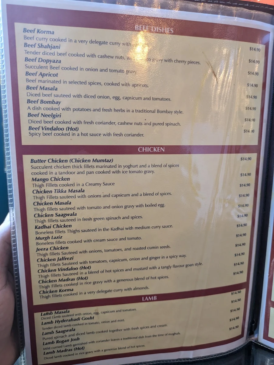 Menu, Anand Indian Restaurant