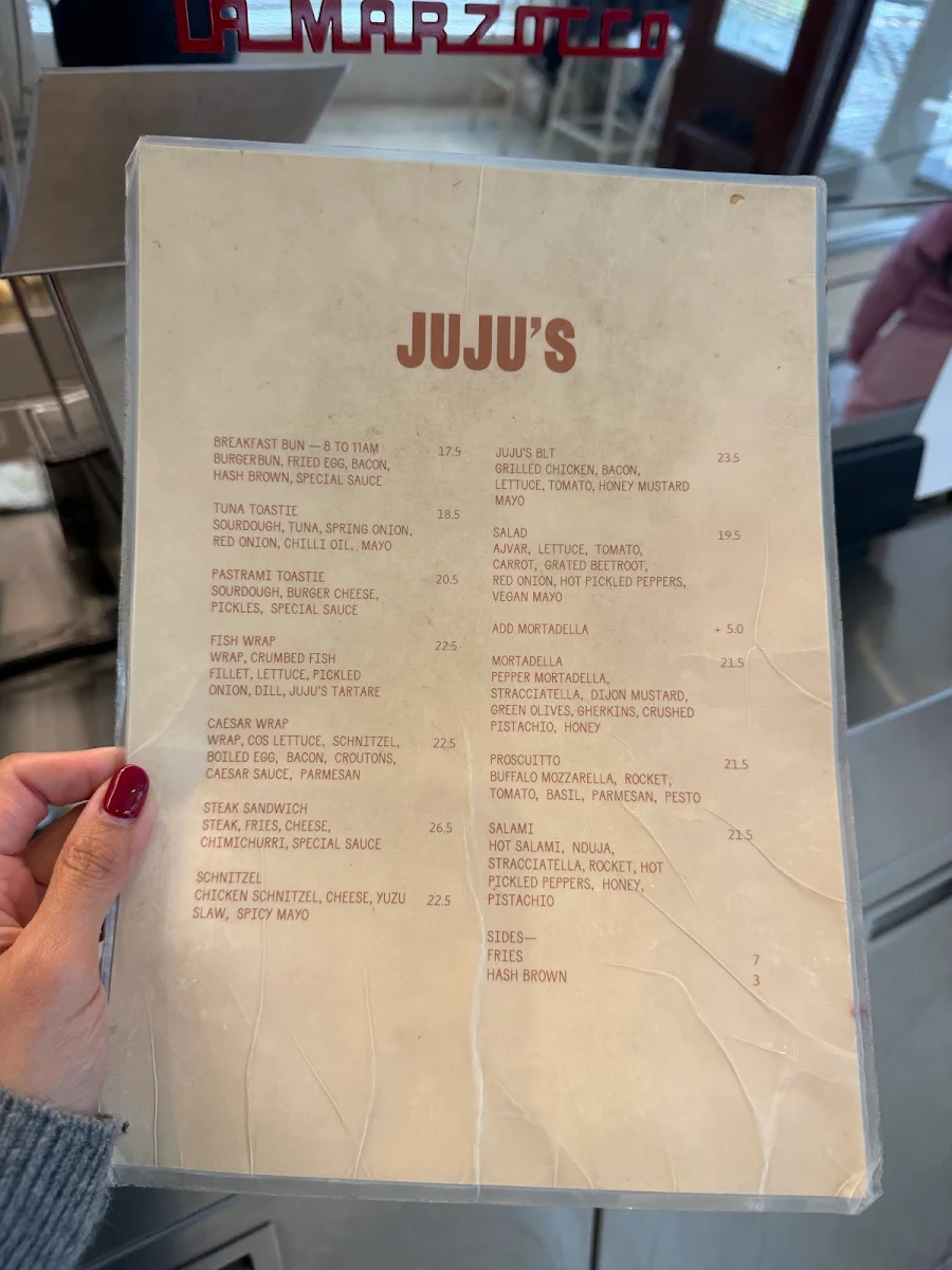 Menu, JUJU’S DELI SOUTH MELBOURNE