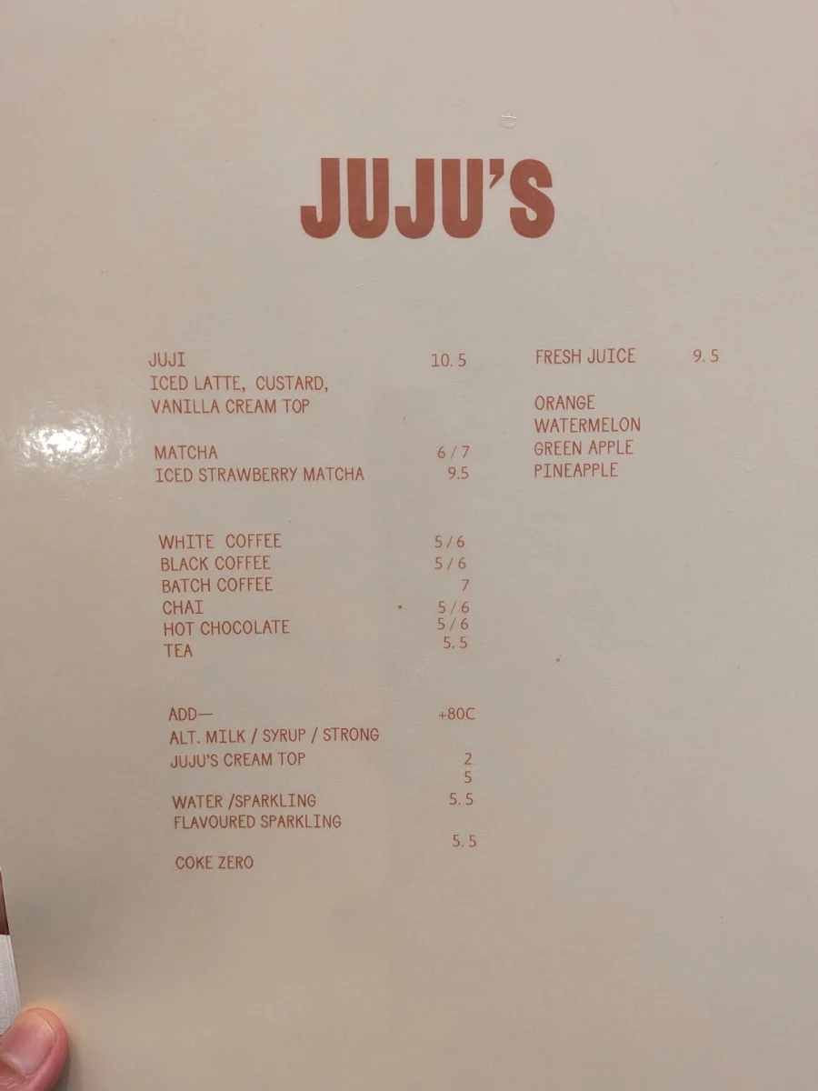 Menu, JUJU’S DELI SOUTH MELBOURNE
