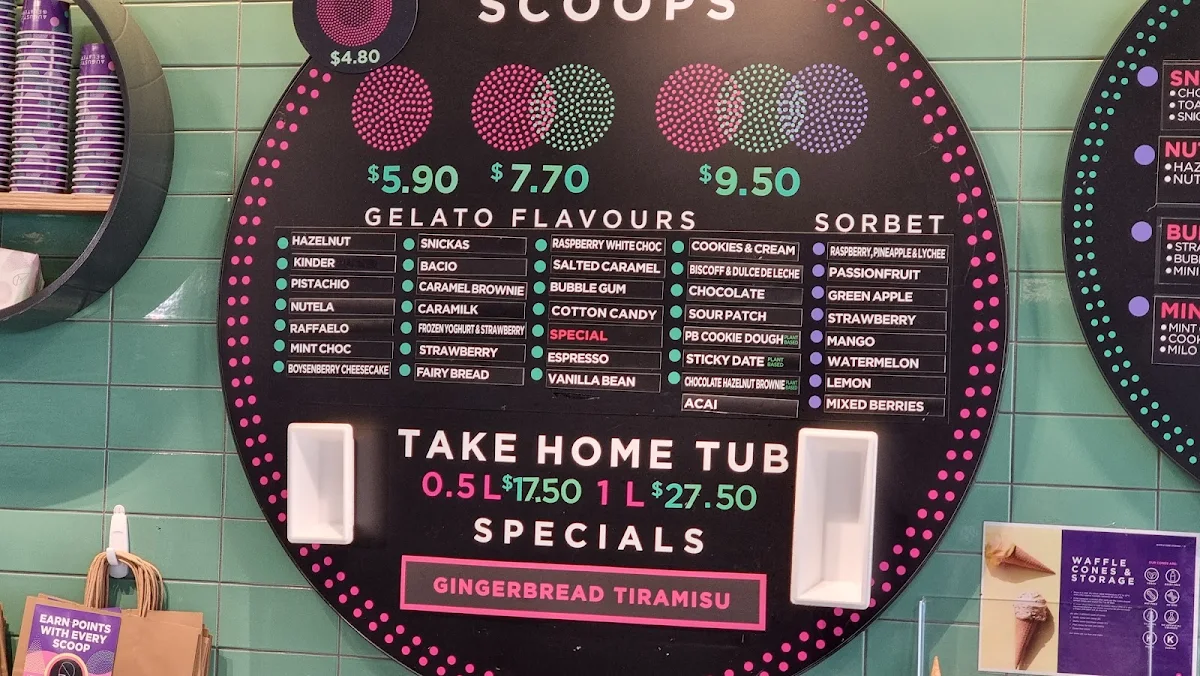 Menu, Augustus Gelatery + Acai Waurn Ponds
