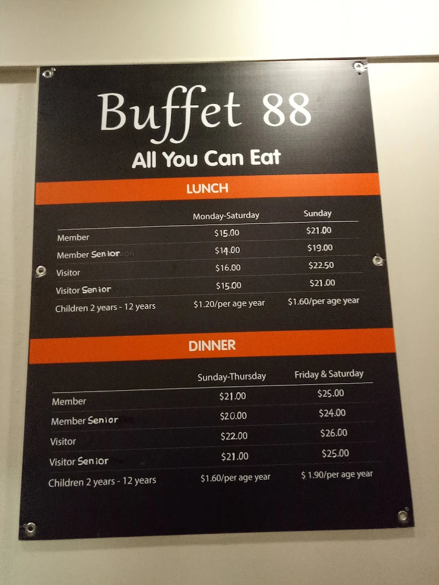 Menu, BUFFET 88