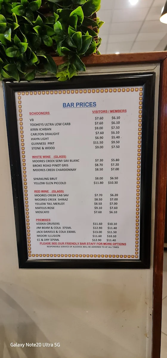 Menu, BUFFET 88