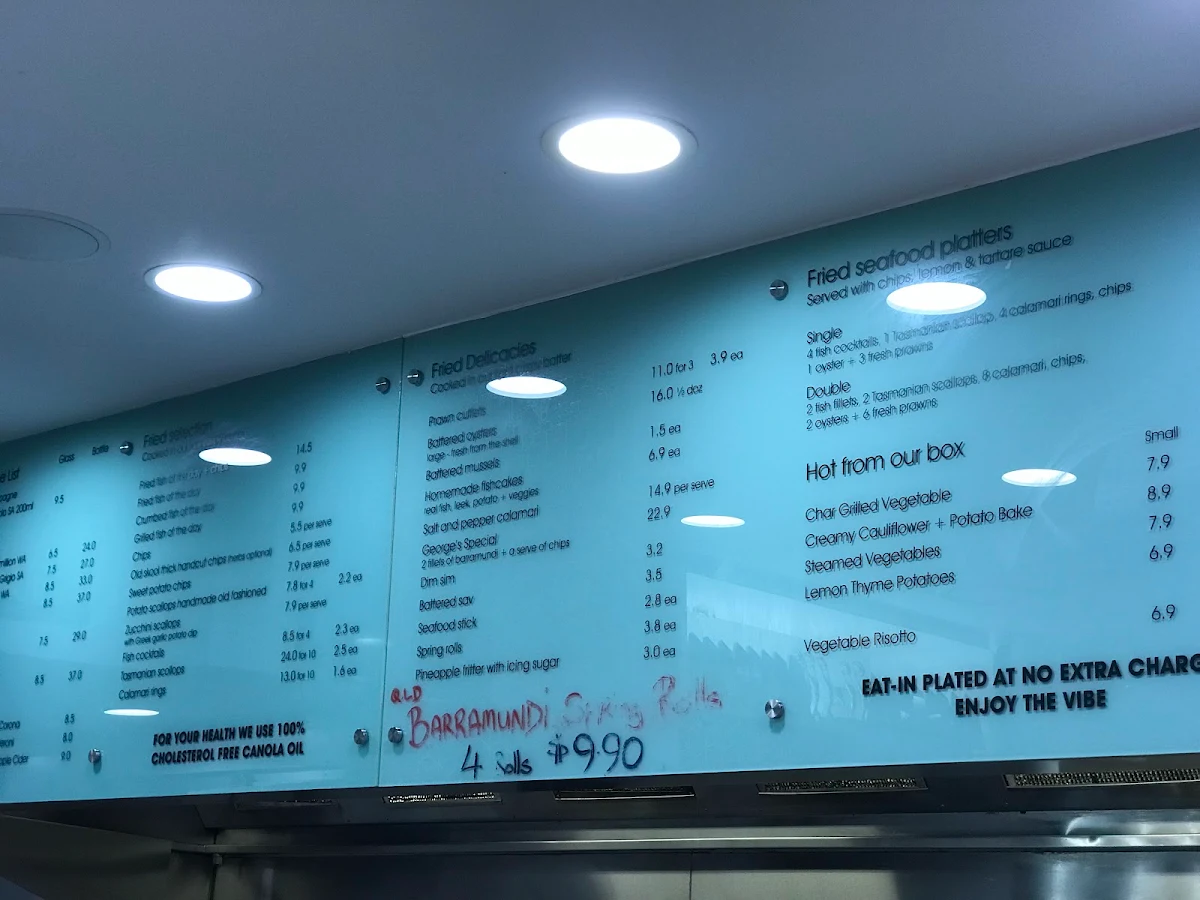 Menu, Ocean Foods Drummoyne