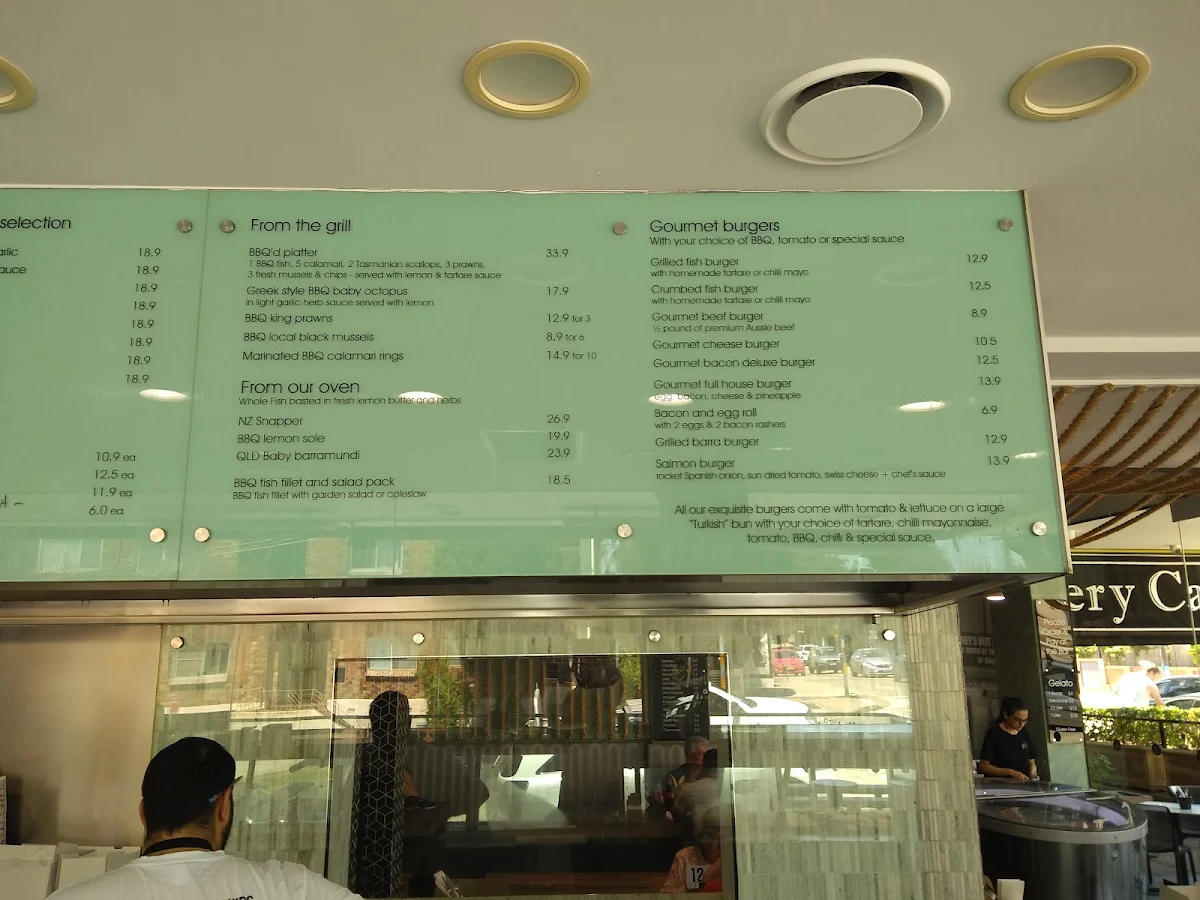 Menu, Ocean Foods Drummoyne