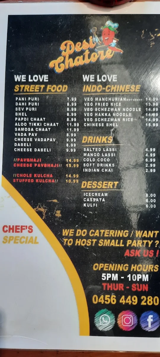 Menu, Desi chatore