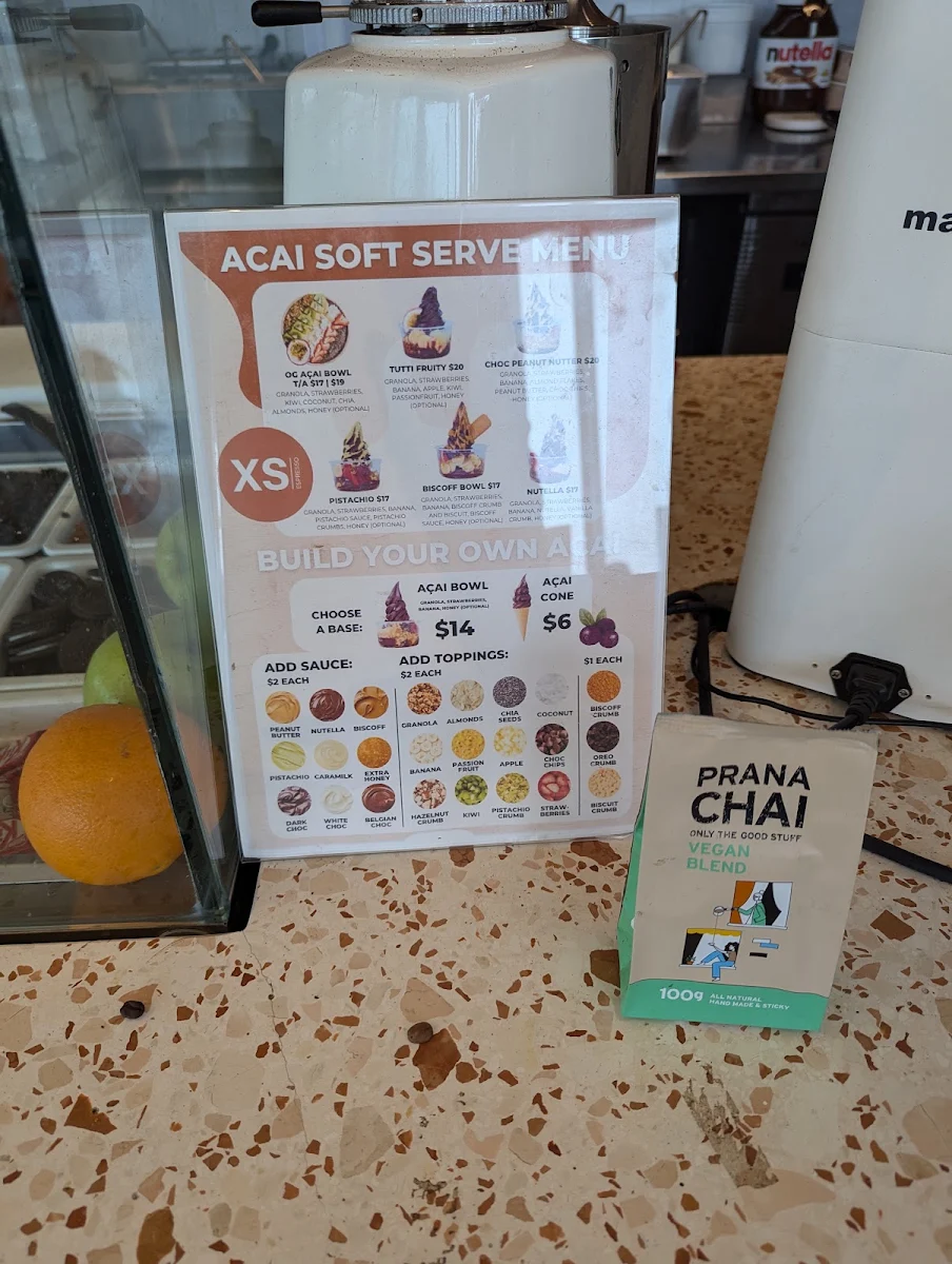 Menu, XS Espresso Kellyville Grove