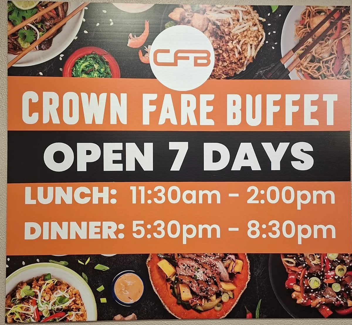Menu, Crown Fare Buffet