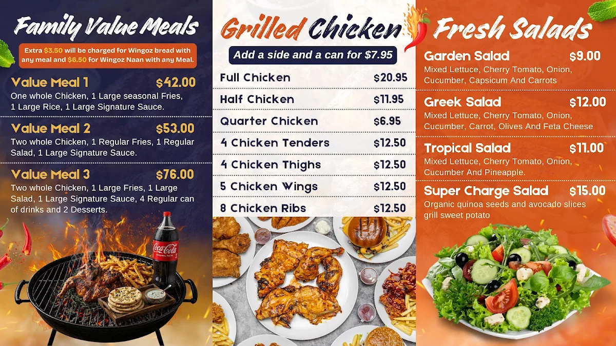 Menu, Wingoz