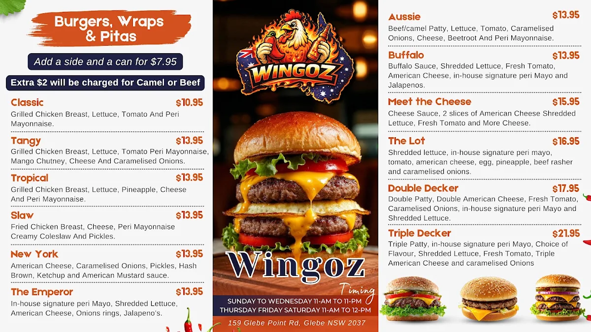 Menu, Wingoz