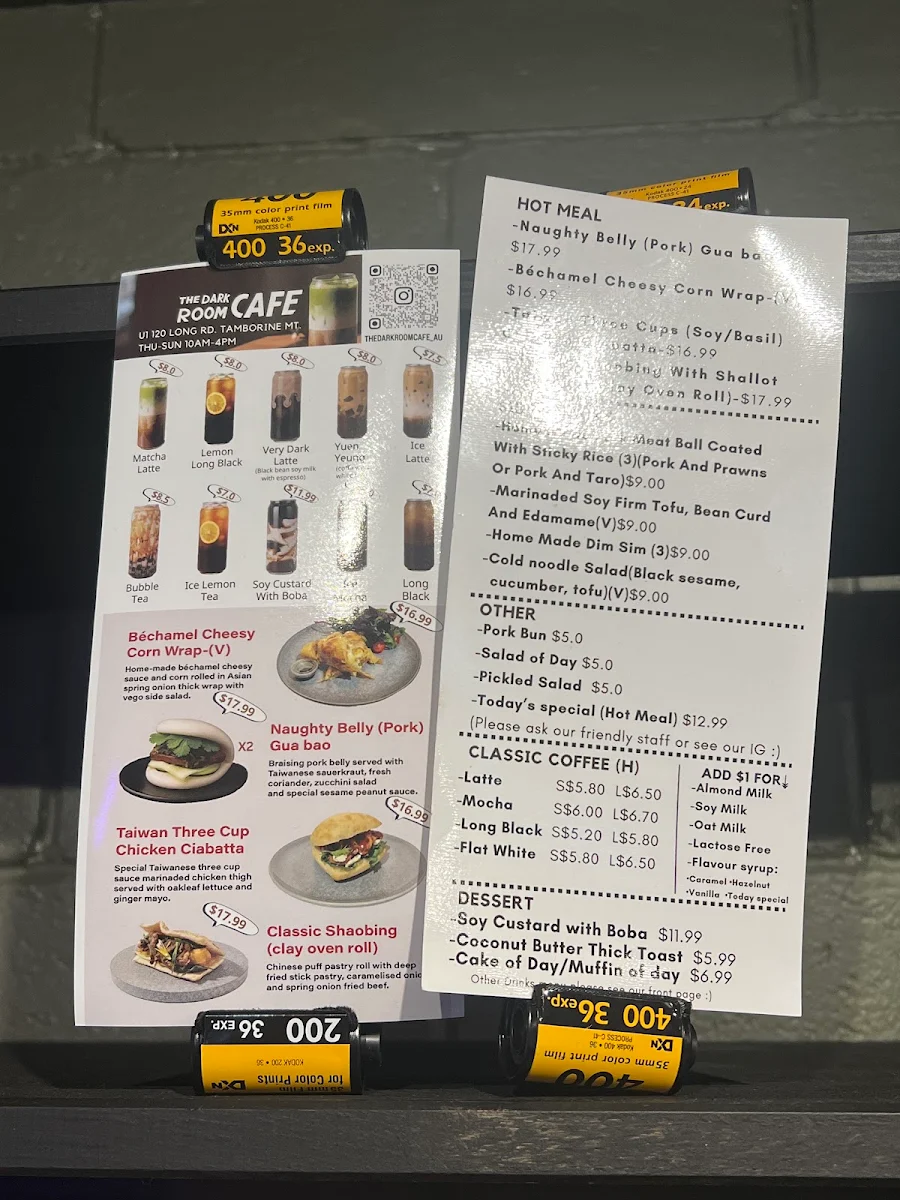 Menu, The Dark Room Asian Fusion Cafe