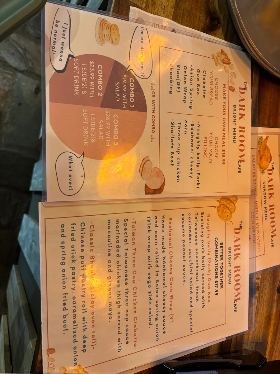 Menu, The Dark Room Asian Fusion Cafe