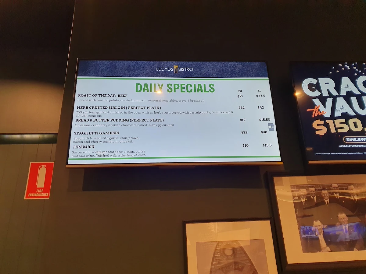 Menu, Lloyd's Bistro Lidcombe