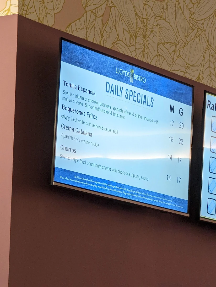 Menu, Lloyd's Bistro Lidcombe