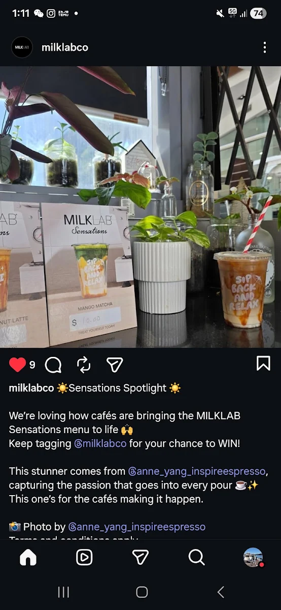 Menu, Inspire Espresso