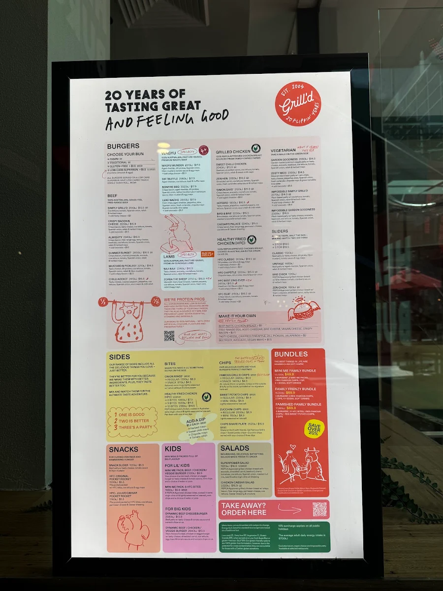 Menu, Grill'd World Square