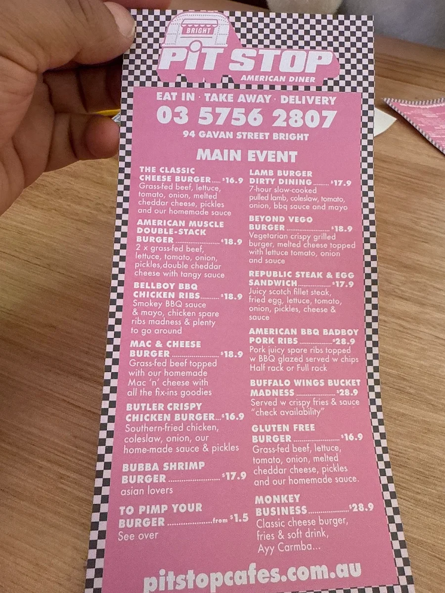 Menu, Pit Stop Bright