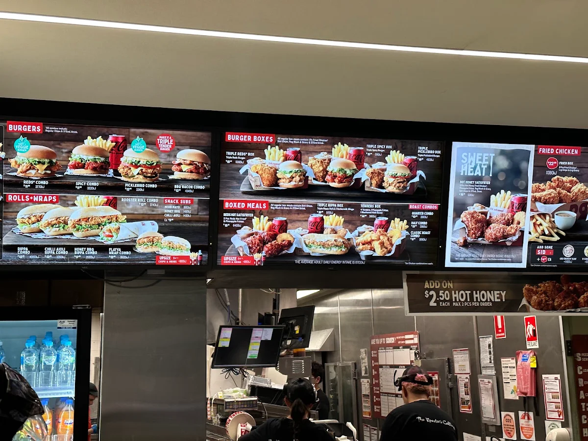 Menu, Red Rooster Carlton