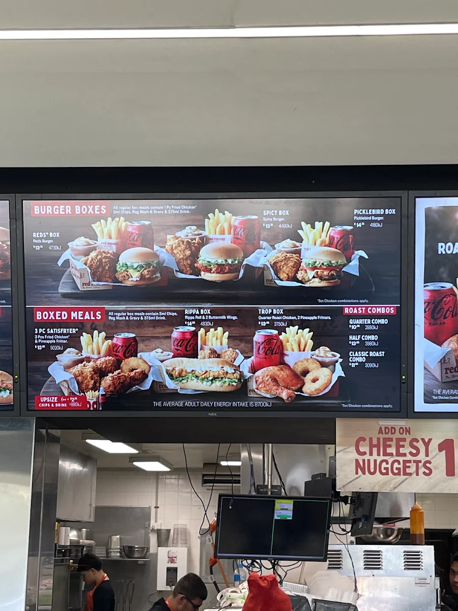 Menu, Red Rooster Carlton