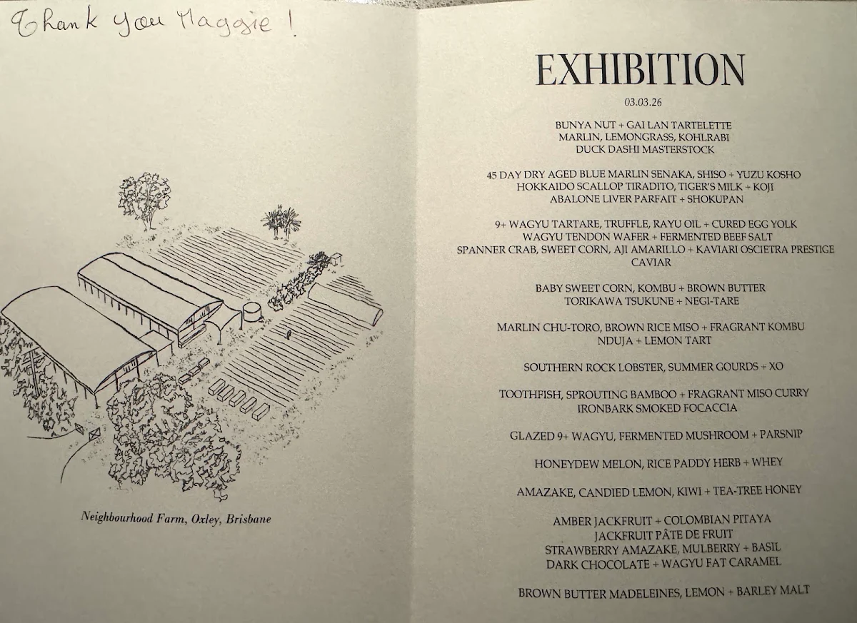 Menu, Exhibition Restaurant