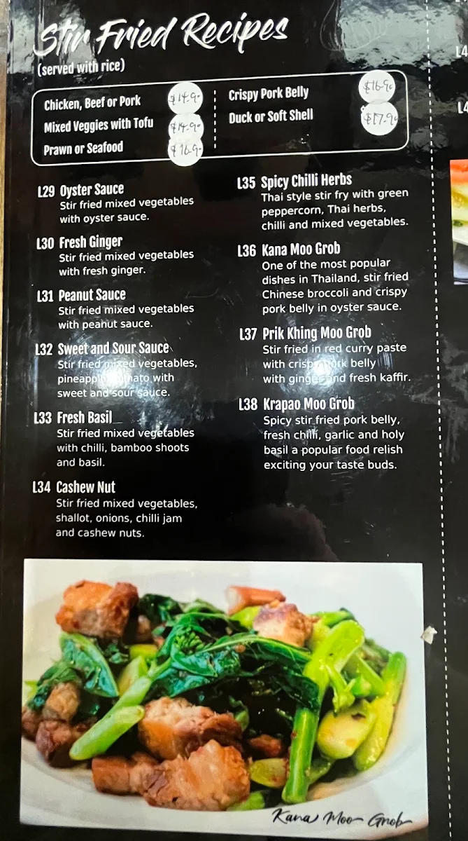 Menu, Thai Recipe