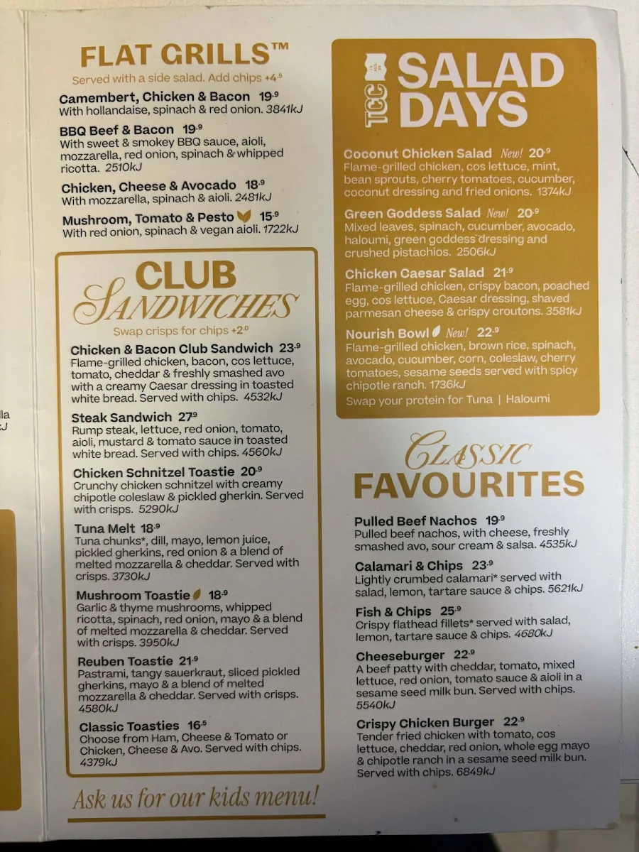Menu, The Coffee Club Café - Joondalup Square Edgewater