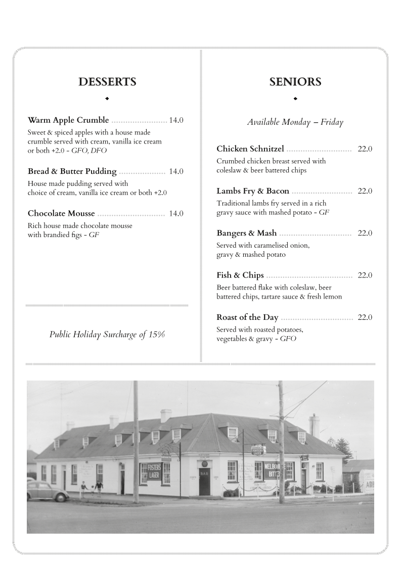 Menu, The Stump