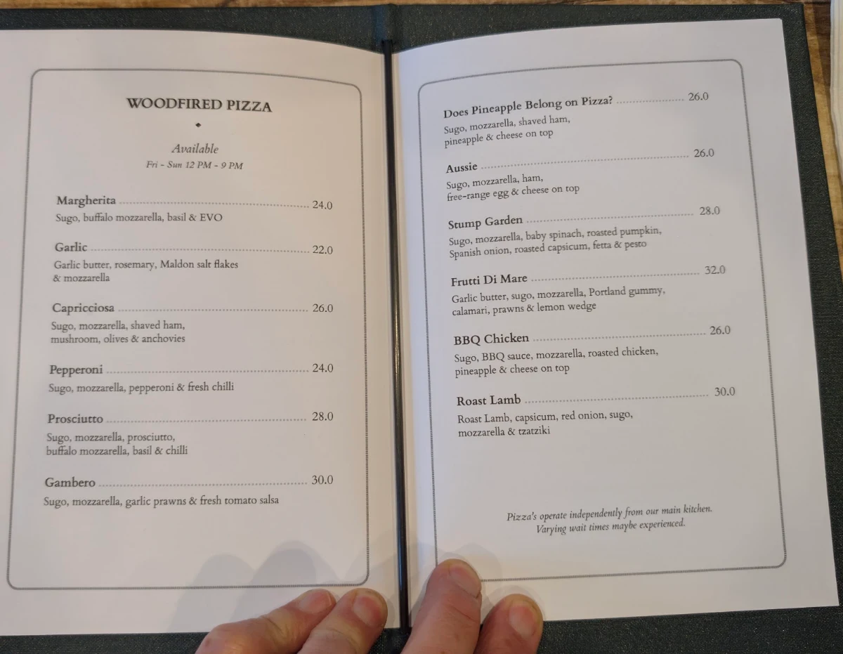 Menu, The Stump