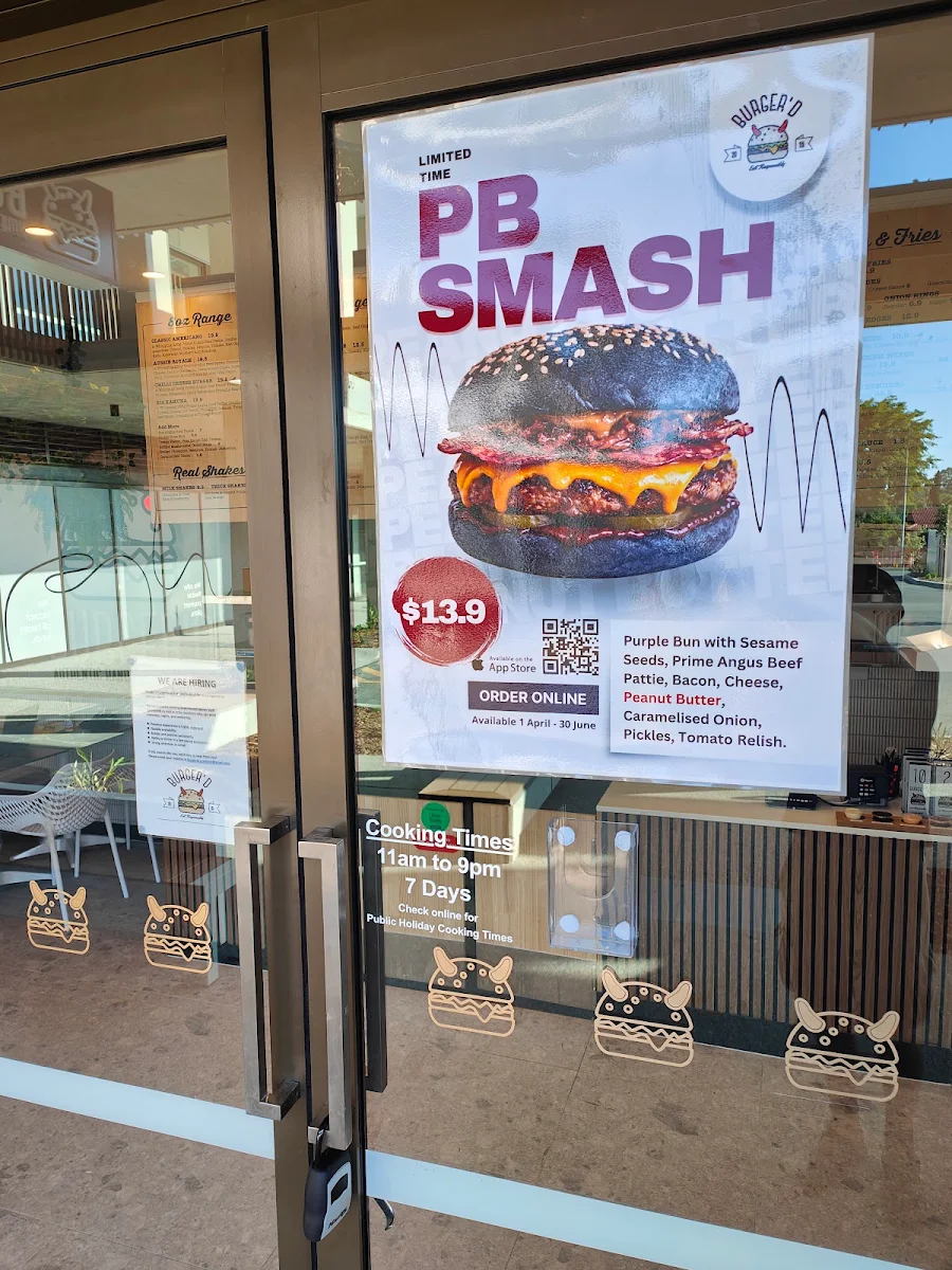 Menu, Burger'D Carseldine