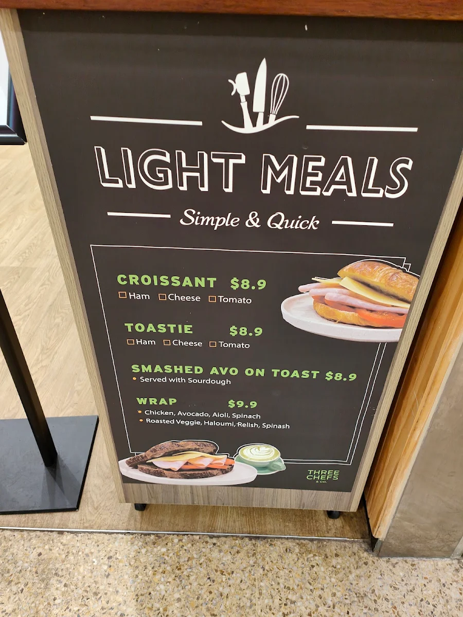 Menu, Cafe Three Chefs & Co Macquarie Centre