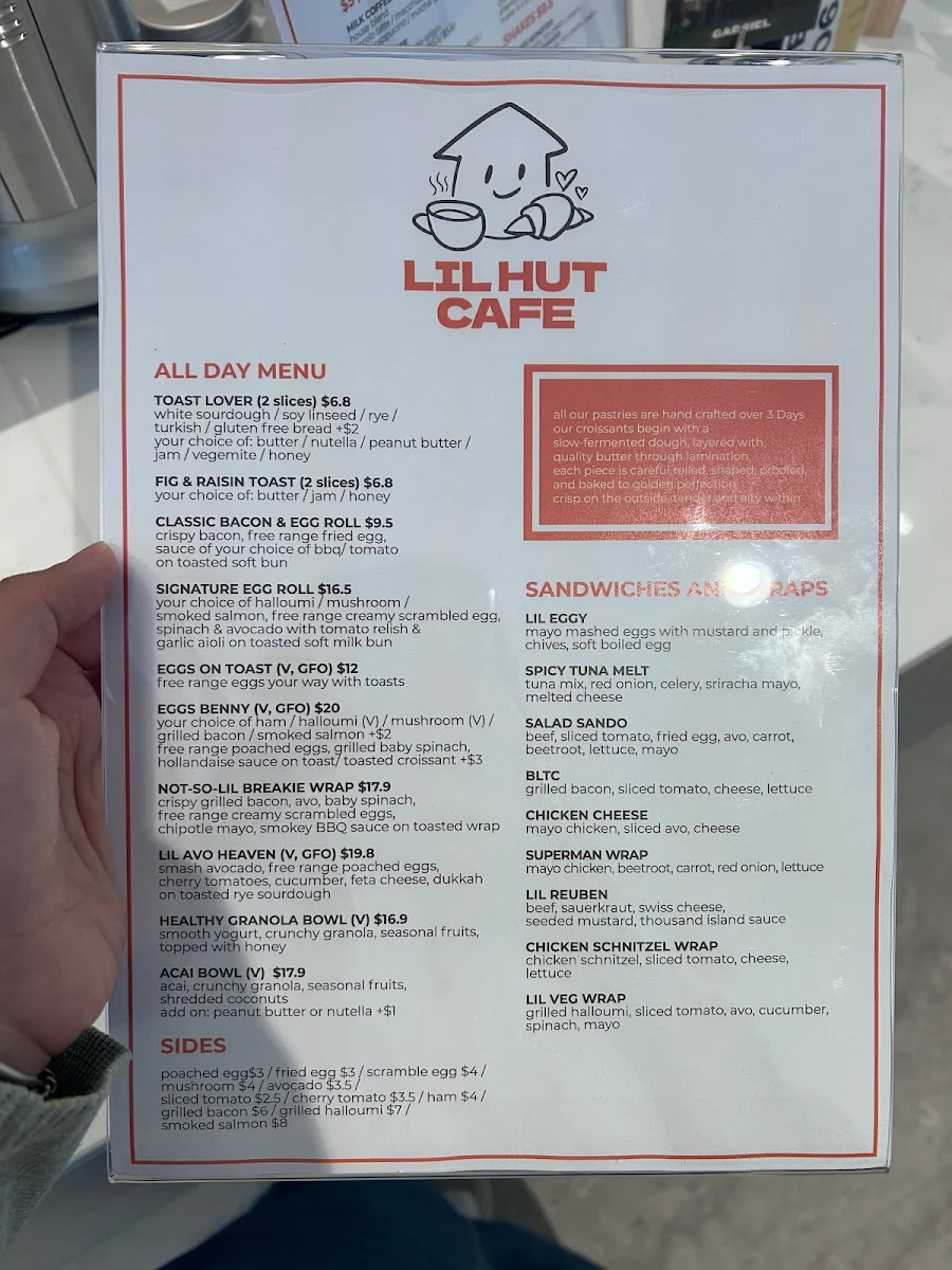 Menu, The Lil Hut Bakery