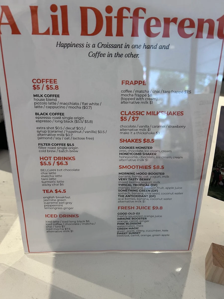 Menu, The Lil Hut Bakery