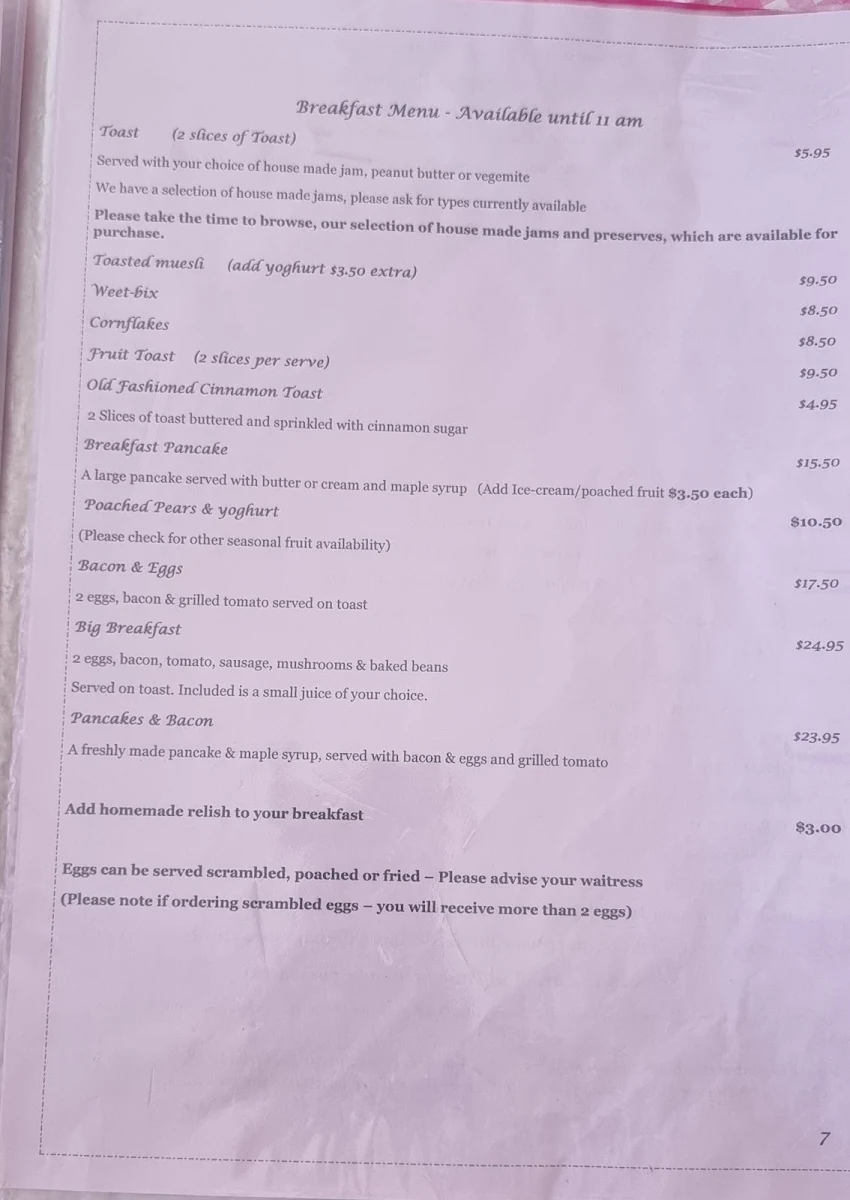 Menu, Moments & Memories Tea Room