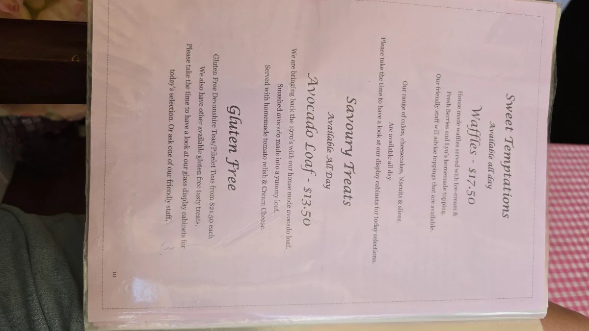 Menu, Moments & Memories Tea Room