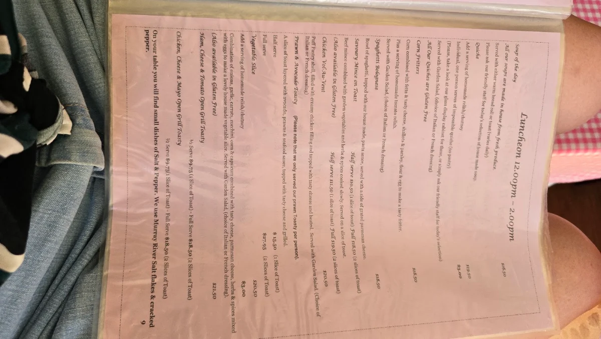 Menu, Moments & Memories Tea Room