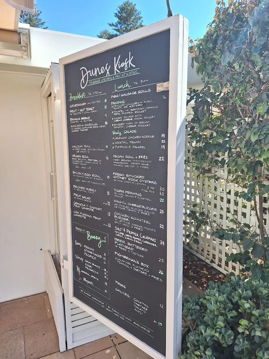 Menu, Dunes Palm Beach