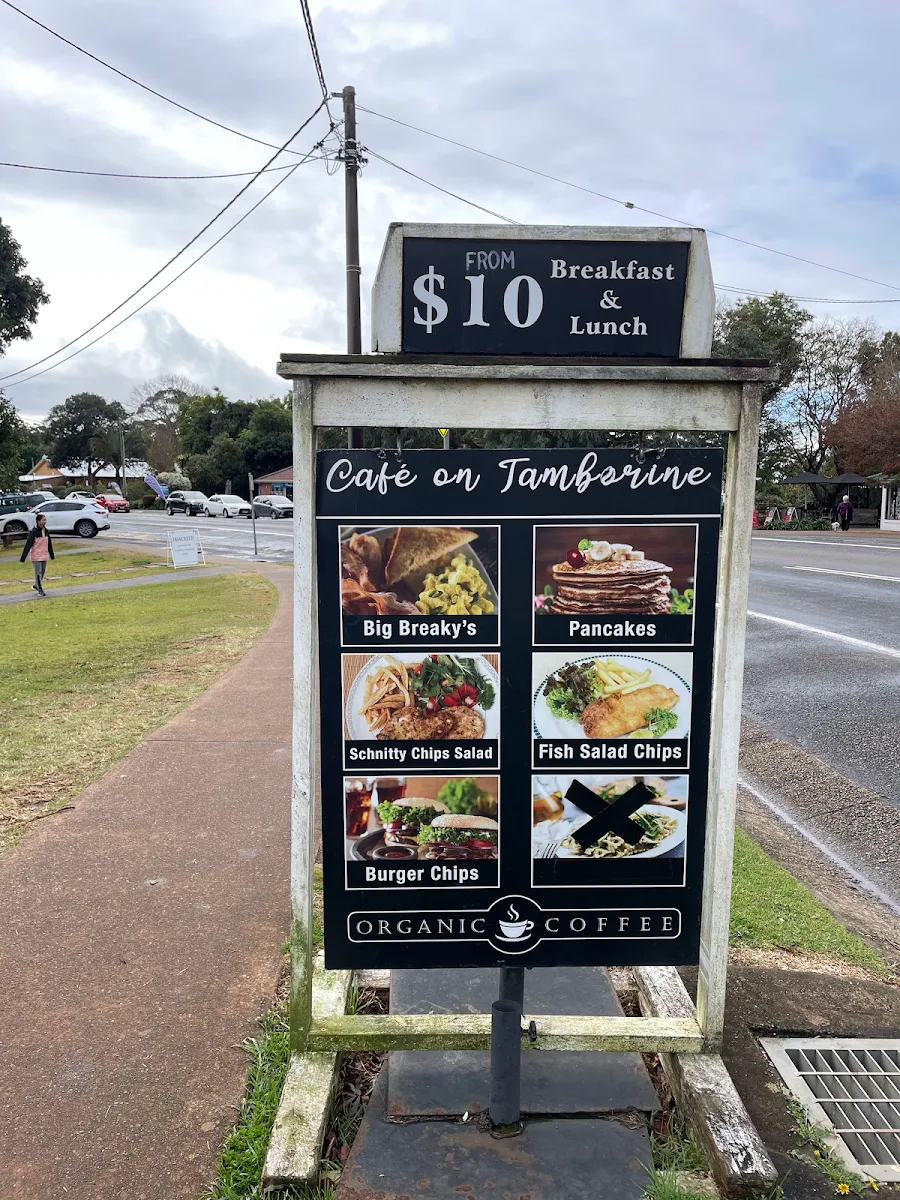 Menu, cafe on tamborine