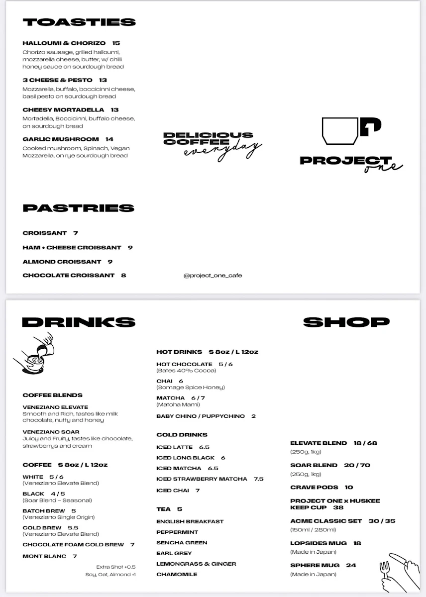 Menu, Project One Frankston