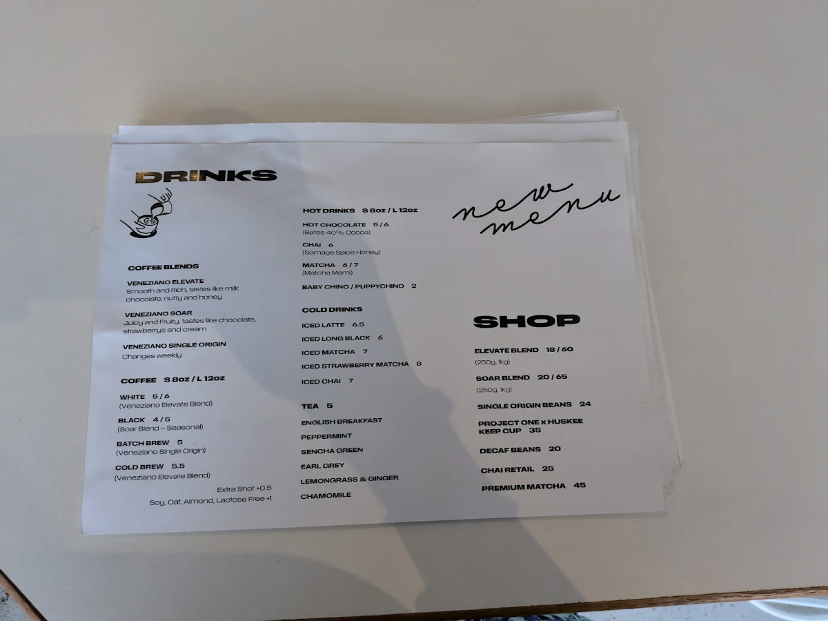 Menu, Project One Frankston